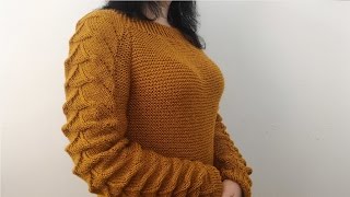 Вязание спицами. Свитер (реглан) часть 1.