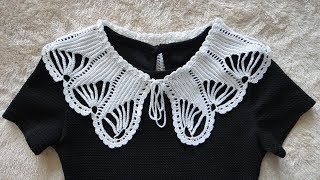 Школьный воротник "Крыло бабочки" крючком. Crochet collar
