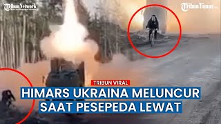 Seorang Pria Pesepeda Kaget Saat Peluncuran Himars Ukraina