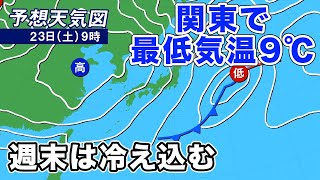 週末 関東では最低気温が一桁に