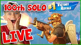 100TH SOLO VICTORY ROYALE on LIVE STREAM with MINI NINJA!!!