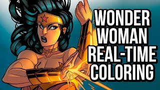 Watch me work on Wonder Woman: a Photoshop comic coloring tutorial!