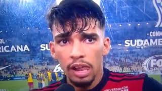 Lucas Paquetá da entrevista emocionado depois do jogo contra o Independente