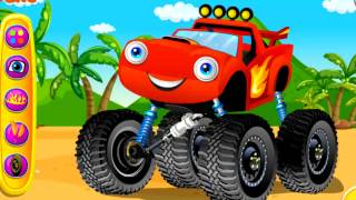 ВСПЫШ мультик. Моем и красим монстр трак  в СУПЕР автосервисе. Машинки. BLAZE wash and repair