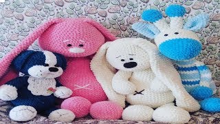 Заяц из плюшевой пряжи крючком/  вязаный заяц крючком/ вязаный зайка