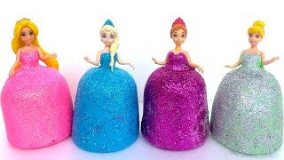DIY Play-Doh Learn Make Disney Princess Dresses Rapunzel Elsa Anna Glitter Toy Soda
