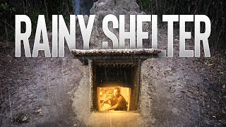 Building An Underground Tunnel Rainy Shelter | Warm Shelter | Survival Shelter