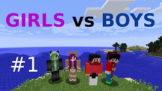Minecraft Survival Girls vs Boys: Getting Started #1