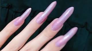 My natural long nails???on shiny pink polish