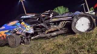 Dustin Smith rolls his IMCA Modified at Algona Raceway. 7 20 13