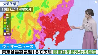 東京は最高気温が18℃予想 南風吹き込み季節外れの陽気に