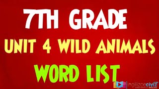 7.Sınıf 4.Ünite Wild Animals Kelimeler (Word List)