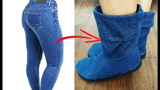 RECICLAR JEANS - BOTAS DE JEANS VIEJOS - DIY: REUSE/RECYCLE OLD JEANS - TRANSFORM YOUR CLOTHES