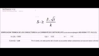 Verificacion termica del cable a la corriente de cortocircuito Icc