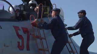 Заступление Су-30СМ ВКС РФ на дежурство по охране границ Союзного государства на ССУ «Запад-2021»