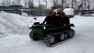 Загруженный гусеничный вездеход, самодельный вездеход Техноволк