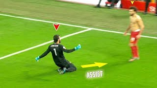 أليسون بيكر يحتفل بهدف محمد صلاح بطريقة هيستيرية