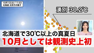 北海道で30℃以上の真夏日 10月としては観測史上初