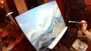 Как рисовать горы. Горный пейзаж акриловыми красками. DIY - How to draw mountains. 1 часть