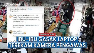 Terekam CCTV, Ibu ibu Pakai Gamis Curi Laptop