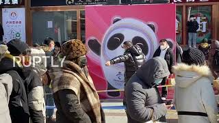China: Locals queue for hours to get their hands on Winter Olympics mascot merchandise