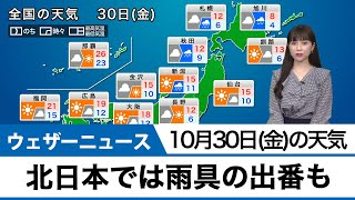 30日(金)の天気 北海道は雷雨やアラレに注意