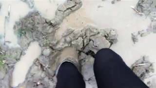 Too Big - Leopard print wellies in mud, and then I found out they have a hole somewhere :')