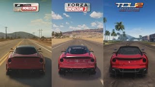 Forza Horizon vs Forza Horizon 3 vs TDU 2 - Ferrari 599XX Sound Comparison