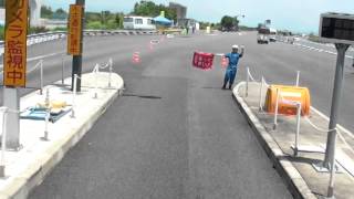 トレーラーの車窓　特殊車両　検問　遭遇