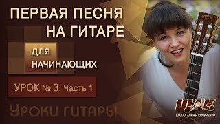 Уроки игры на гитаре с нуля для начинающих. Урок 3 Часть 1. ПЕРВАЯ ПЕСНЯ на гитаре.