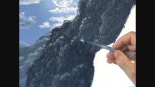 8 Come dipingere una spiaggia e le montagne e la luce della luna