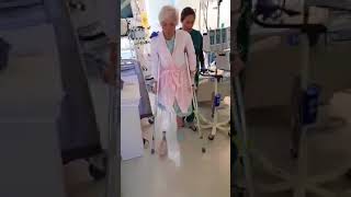 An Amputee Lady Becomes Emotional After Standing On Her Prosthetic Leg.