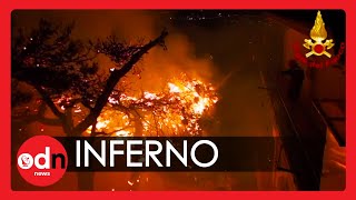 Dramatic Footage as Large Fire Burns Through Sicilian Forest