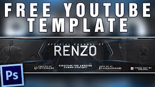 Free PSD - Clean gaming YouTube banner template