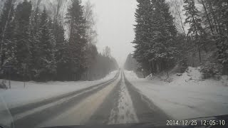 Запись 25 декабря в снегопад. МКАД - Р111 (Пятницкое ш.) - А107 - М10.