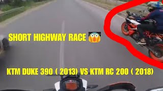 Ktm duke 390 VS RC 200 / HIGHWAY BATTLE / SHORT DRAG RACE / FT. MR FLAASH