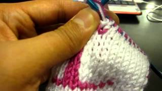 การถักสลับสีงาน Double Knitting