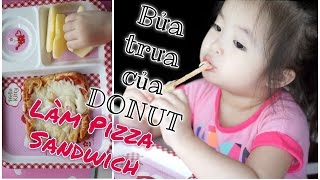 ♡ LÀM PIZZA SANDWICH CHO BỮA TRƯA CỦA DONUT ♡