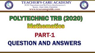 POLYTECHNIC TRB (2020) : Mathematics Question and Answers.