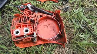ECHO 350 WES repair chain stop system Замена тормозной ленты