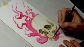 Watercolor Skull&Flames