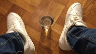 White Nike Air Max Adidas Socks and Glass of Water Spit and Drink