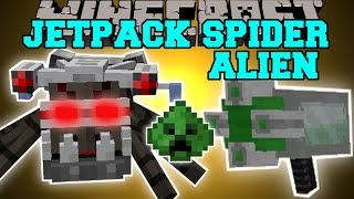 Minecraft: JET PACK SPIDER ALIEN MOD (SHOOT LASER CREEPERS & FLYING SPIDERS TO RIDE!) Mod Showcase
