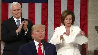 Трамп відмовився потиснути руку Пелосі, вона розірвала текст його промови – відео