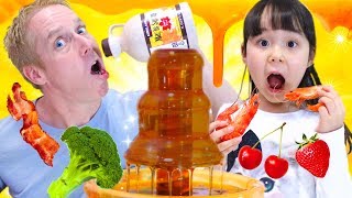 やってみたかった！メープルシロップ ファウンテン！ダンボールガチャマシン  Maple Syrup Challenge MayuChannel