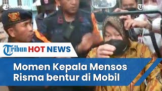 Momen Kepala Mensos Risma Hantam Spion Mobil saat ke Lokasi Gempa Cianjur, Polisi dan Tentara Panik