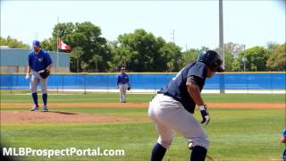 Blue Jays RHP R.A. Dickey vs. Yankees SS Ali Castillo - Minor League Spring Training 2013 - double