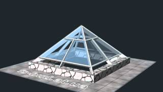 Зенитный фонарь 3200x3200мм. Пирамида. 3D визуализация.