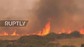 Italy: Fires rage in Sardinia's Santu Lussurgiu with heavy smoke billowing above area