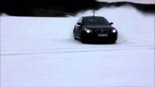 BMW M5 drifting on frozen lake in Sweden (studless winter tires)